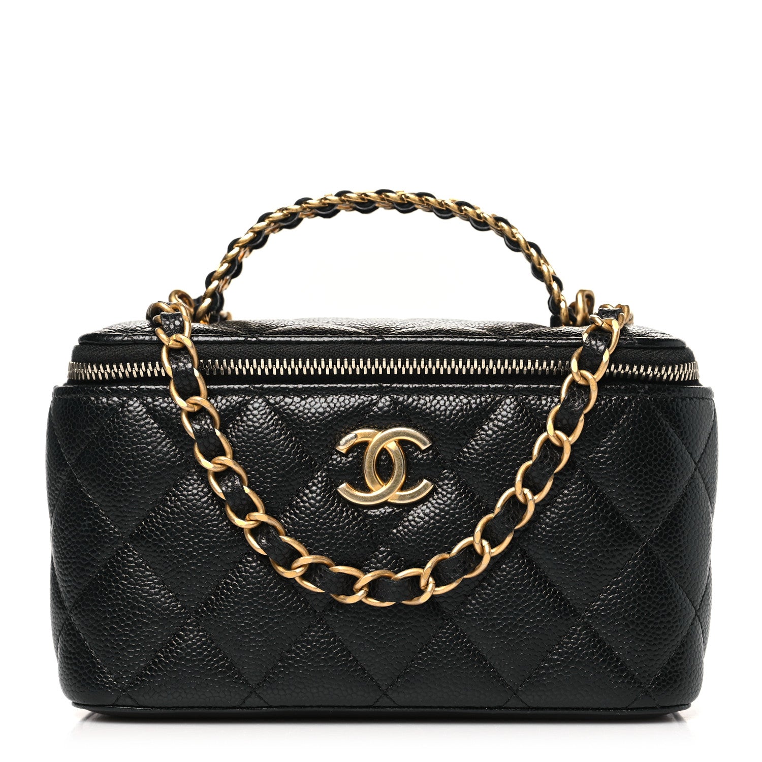 Chanel Shiny Caviar Quilted Pick Me Up Vanity Case Black 1 of 10