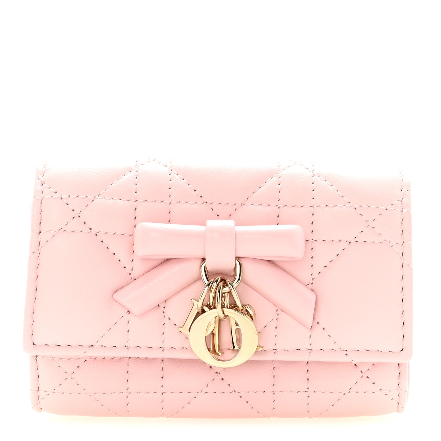 Lambskin Cannage Bow My Dior Glycine Wallet Rose Soupir