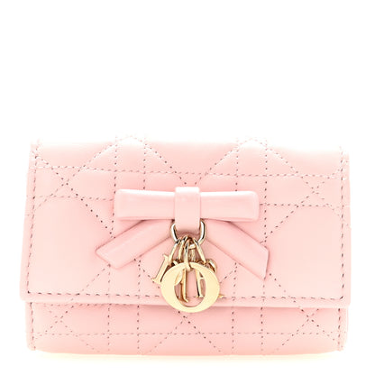 Christian Dior Lambskin Cannage Bow My Dior Glycine Wallet Rose Soupir 1 of 8
