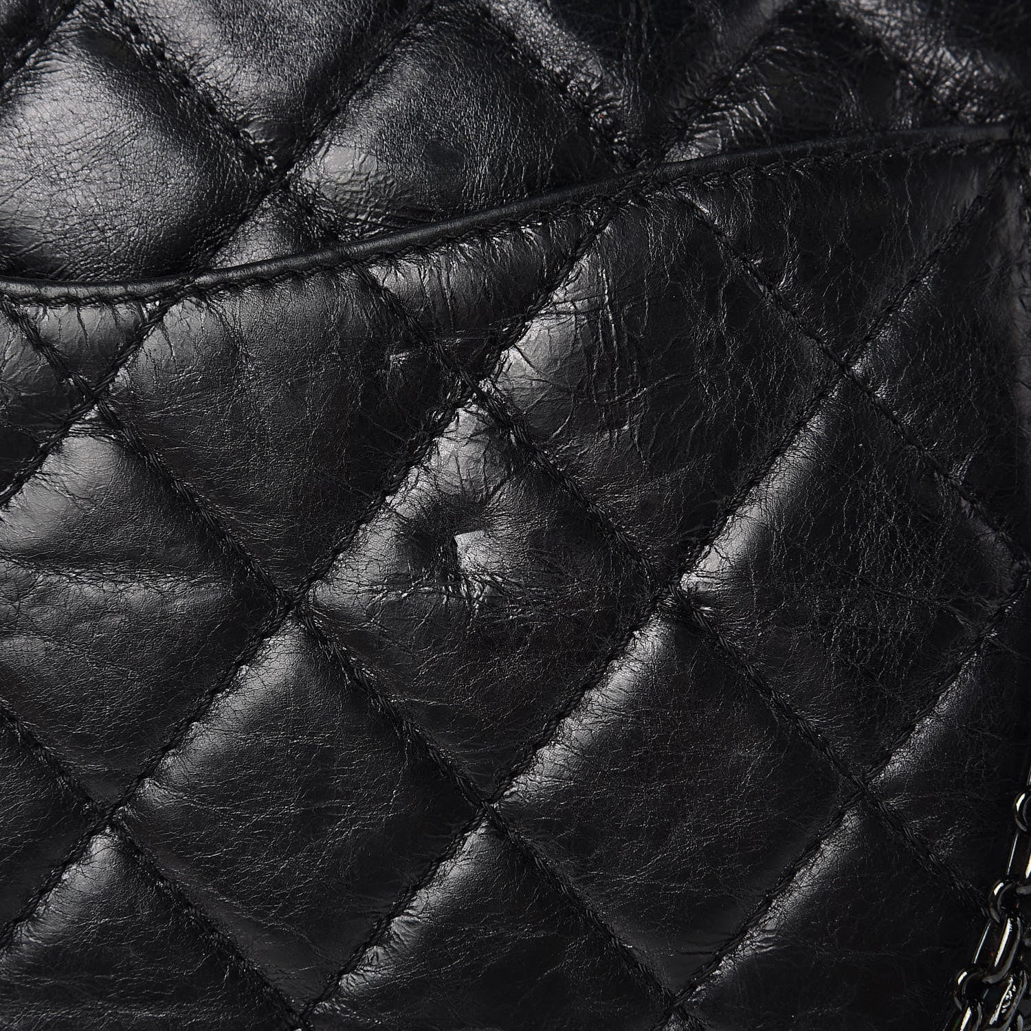Chanel Metallic Aged Calfskin Quilted Large Reissue Camera Case Black 10 of 14