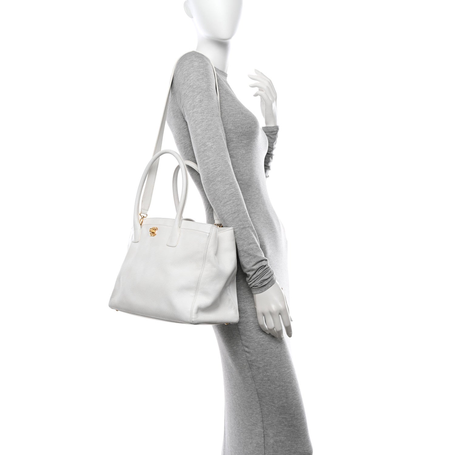 Chanel Calfskin Cerf Executive Shopper Tote White 2 of 18