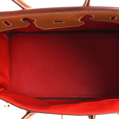 Hermes Togo Verso Birkin 35 Gold Geranium 5 of 13
