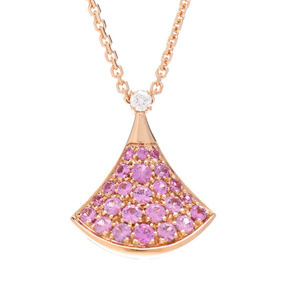 Bulgari 18K Rose Gold Diamond Pink Sapphire Divas' Dream Pendant Necklace 4 of 6