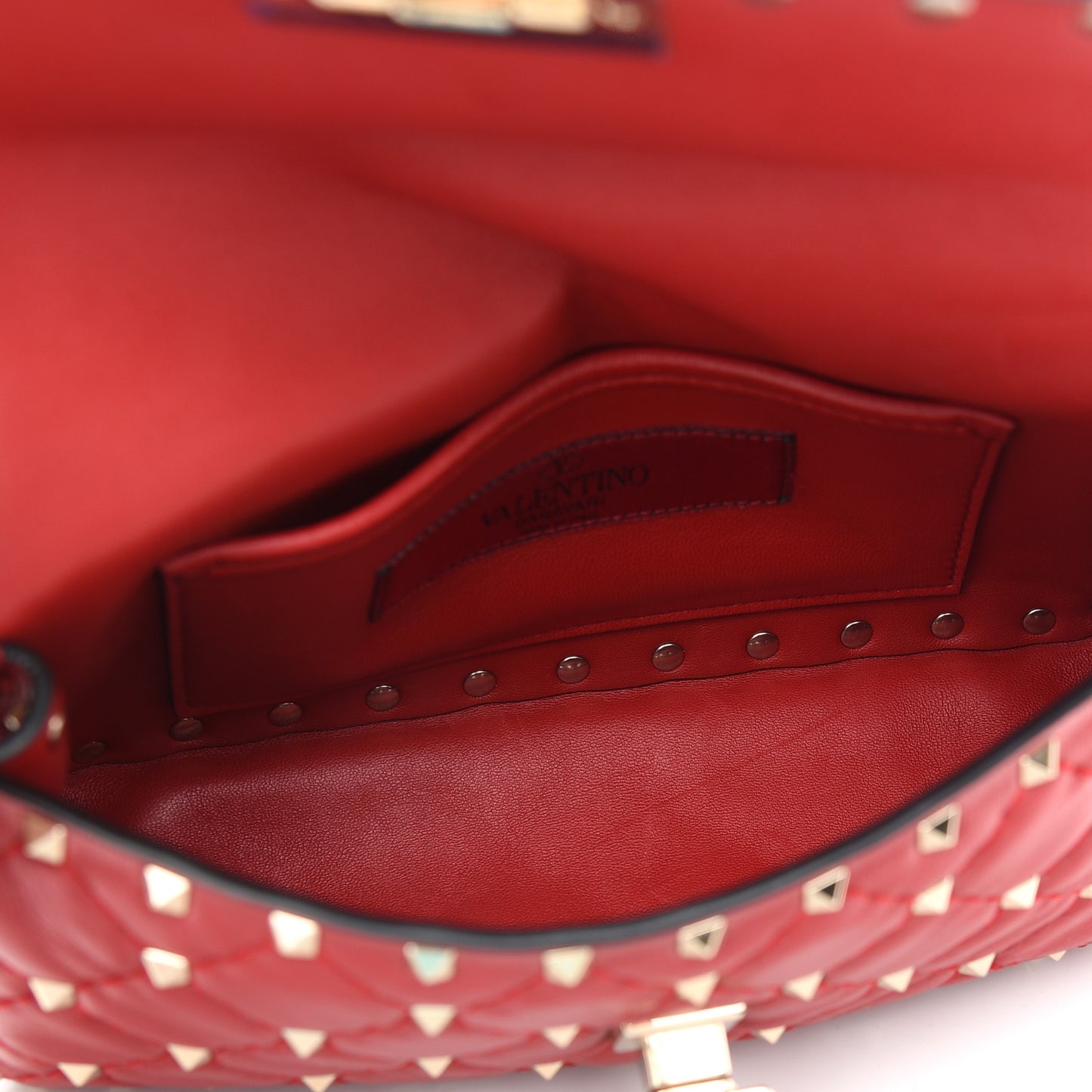 Nappa Small Rockstud Spike Shoulder Bag Rosso Valentino