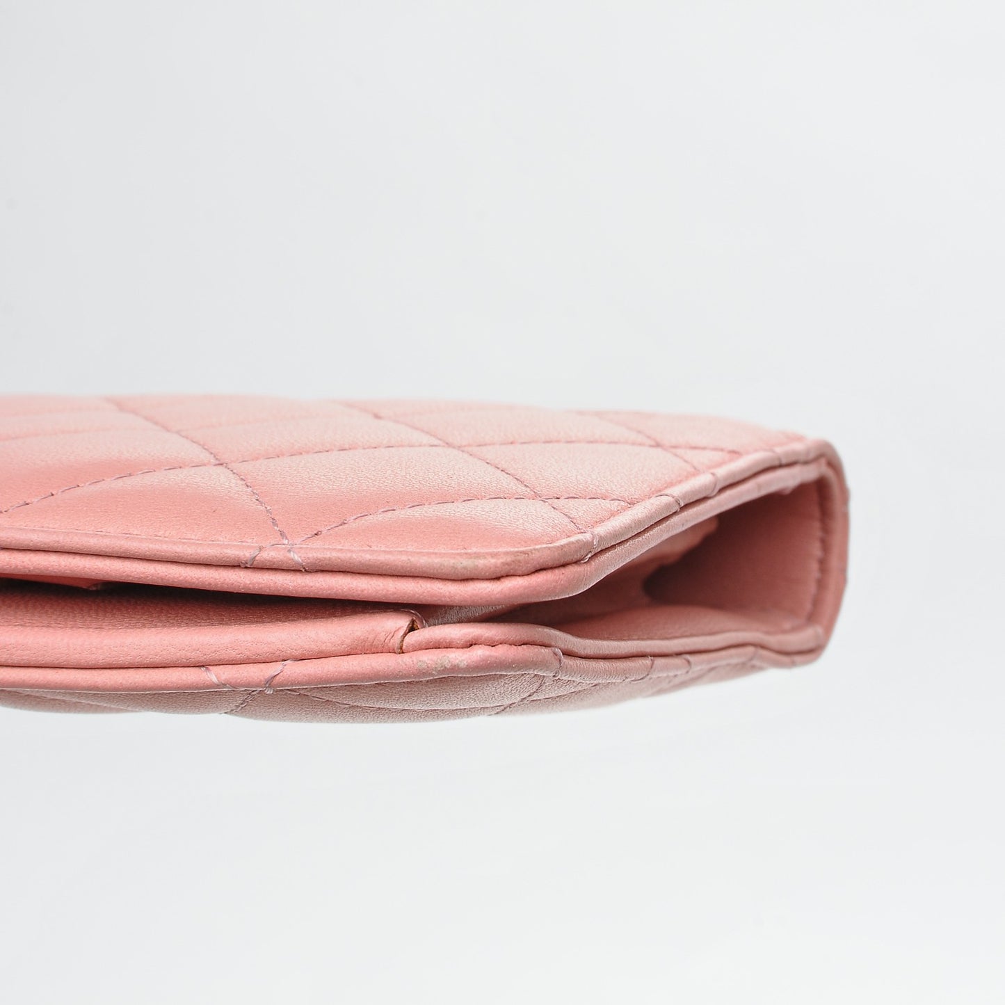 Lambskin Quilted Yen Wallet Pink