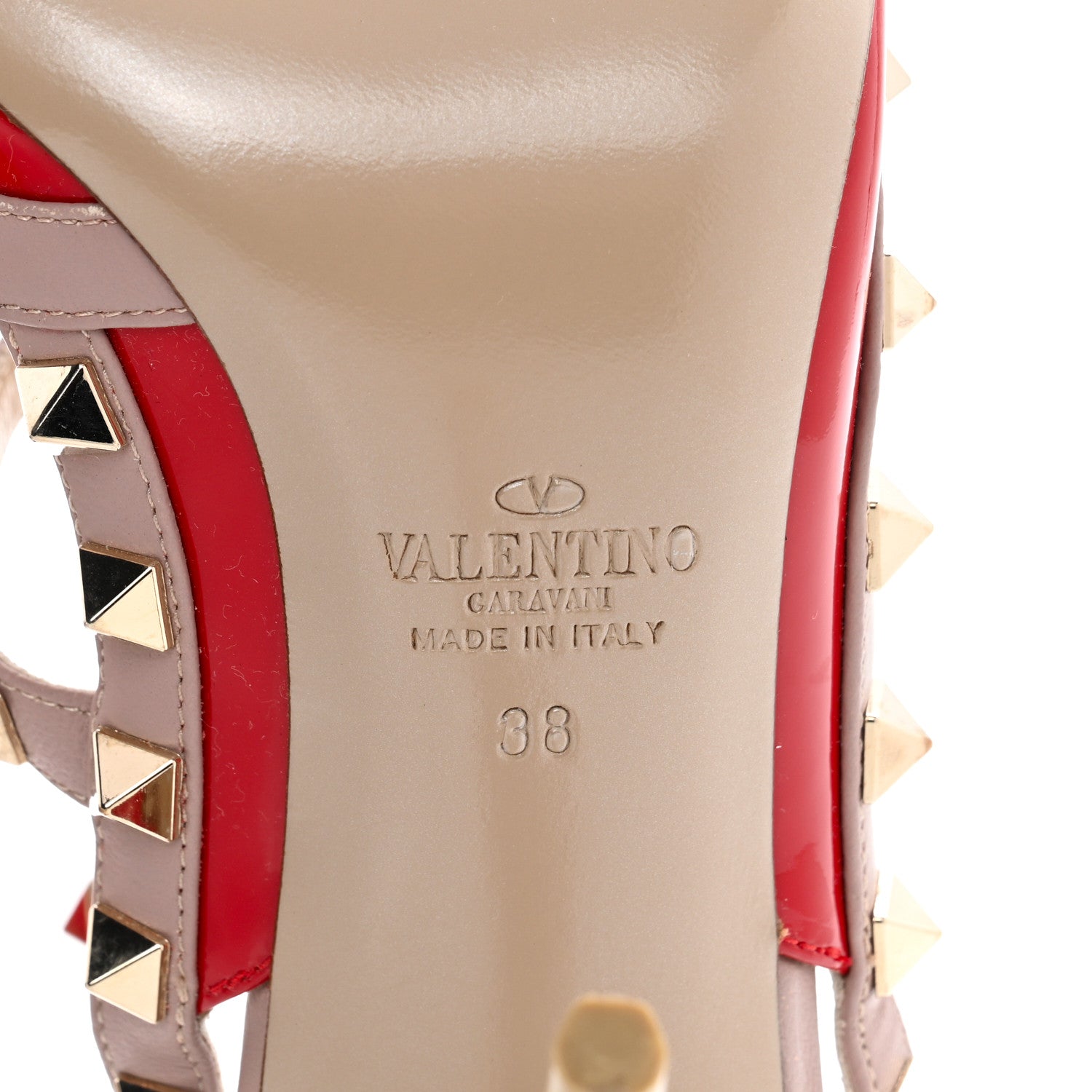 Valentino Garavani Patent Nappa Rockstud Ankle Strap 100mm Pumps 38 Rosso Valentino Poudre 7 of 11