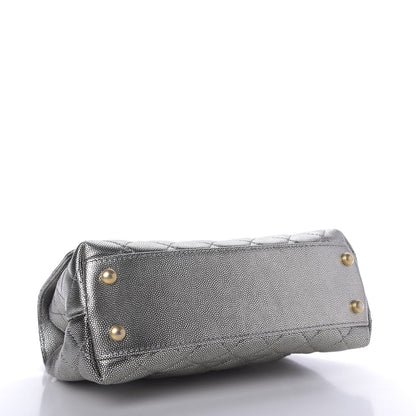 Chanel Metallic Caviar Quilted Mini Coco Handle Flap Silver 4 of 10