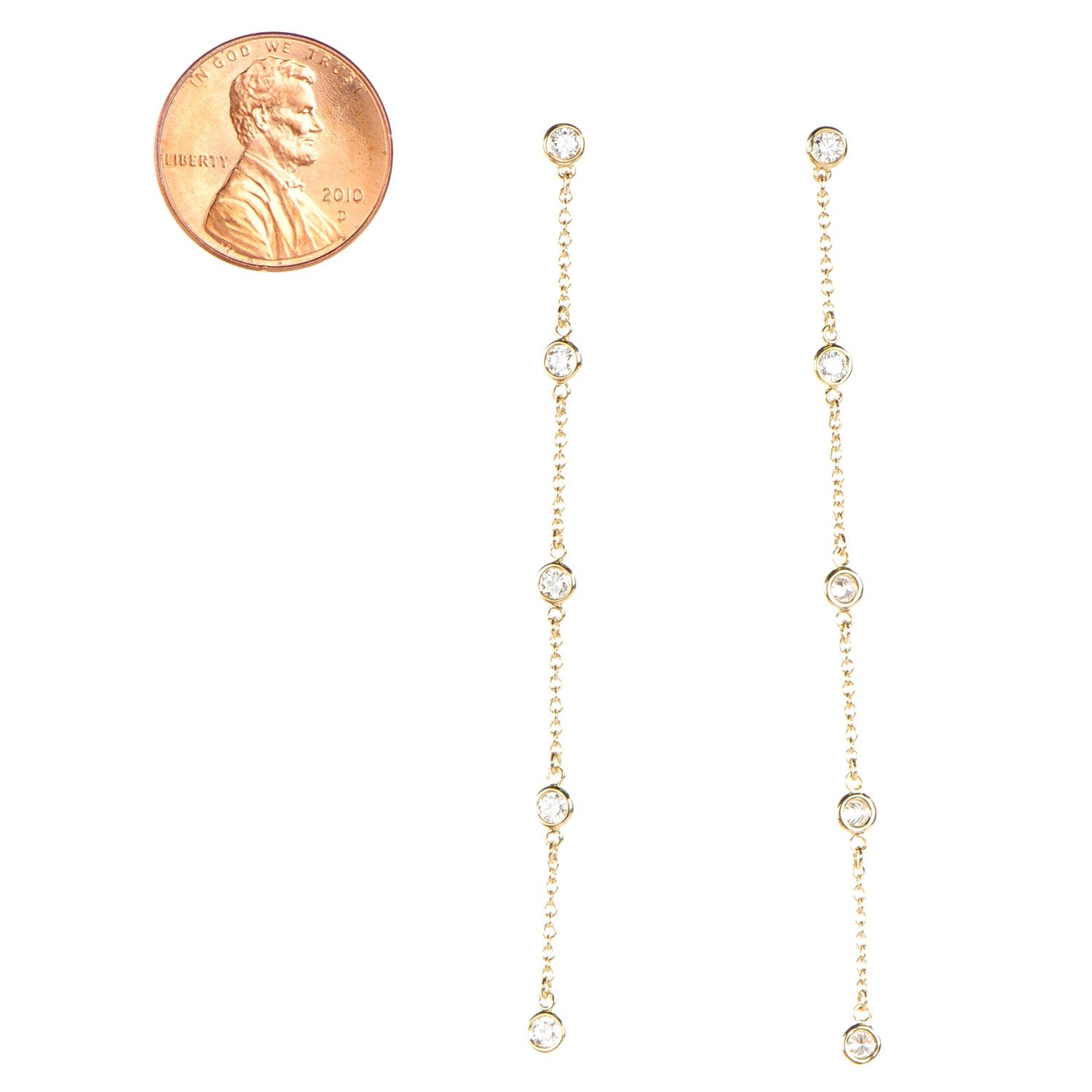 Tiffany 18K Yellow Gold Elsa Peretti Diamonds by the Yard Drop Earrings 2 of 7