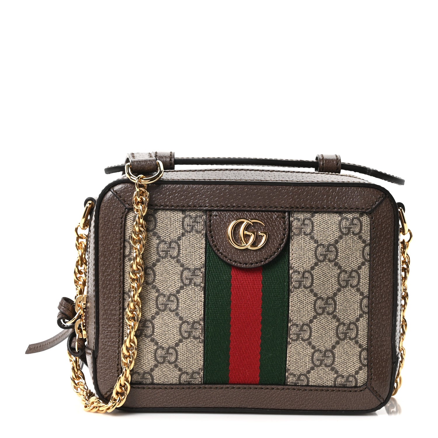Gucci GG Supreme Monogram Mini Ophidia Top Handle Shoulder Bag Brown 1 of 10