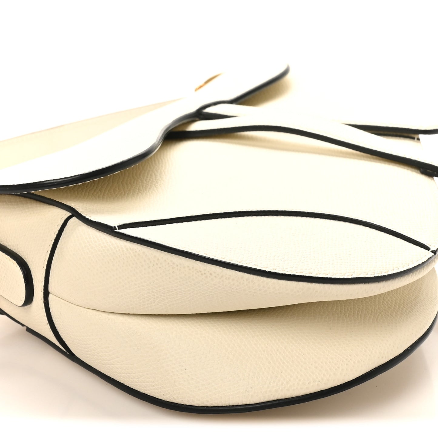 Grained Calfskin Saddle Bag White