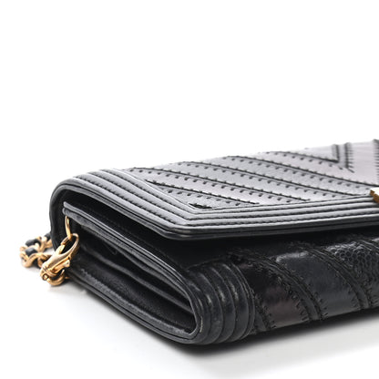 Chanel Calfskin Caviar Quilted Chevron Mixed Boy Wallet On Removable Chain Black 8 of 9