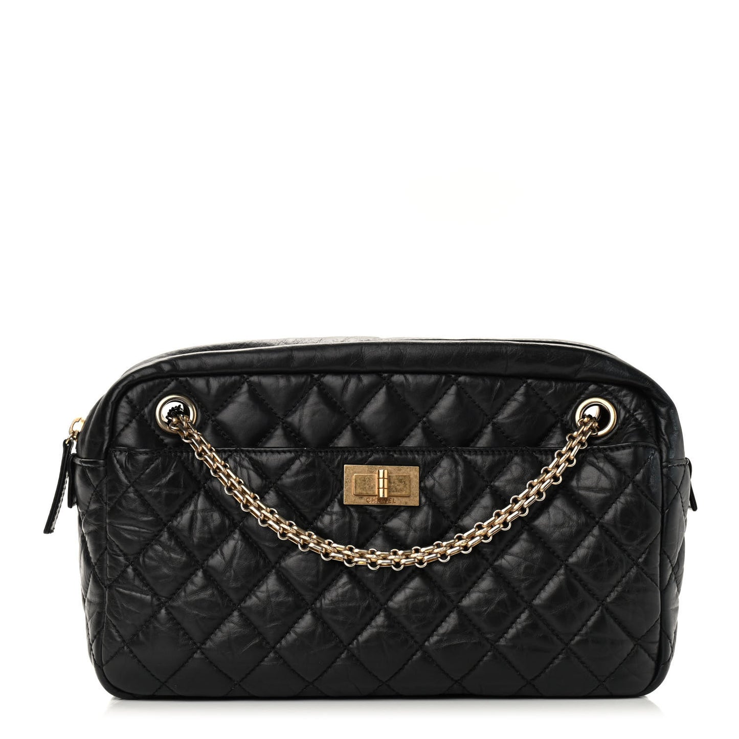 Aged Calfskin Quilted Medium Reissue Camera Case Black