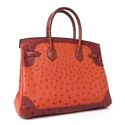 Hermes Ostrich Ghillies Birkin 30 Brique Rouge H 3 of 10