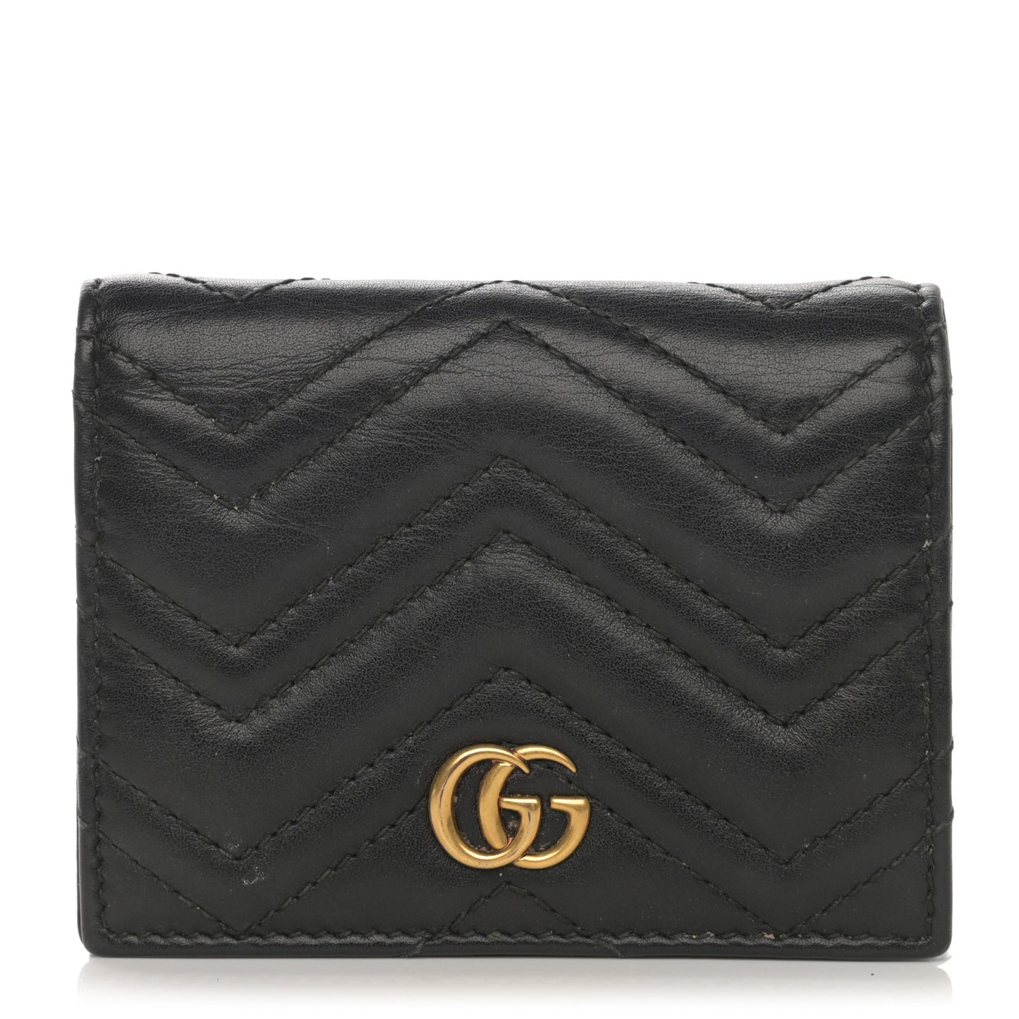 Calfskin Matelasse GG Marmont Card Case Wallet Black