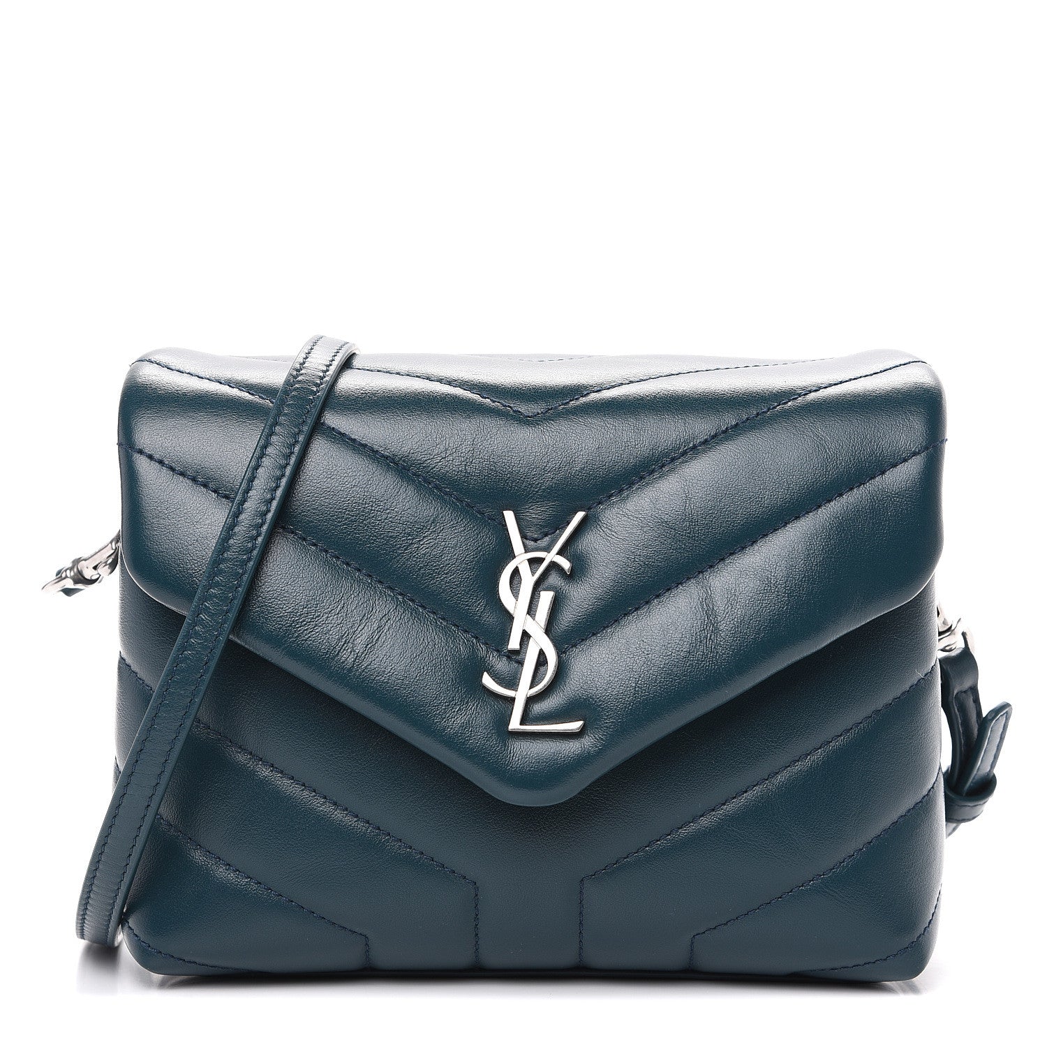 Saint Laurent Calfskin Y Quilted Monogram Toy Loulou Satchel Dark Green 1 of 10