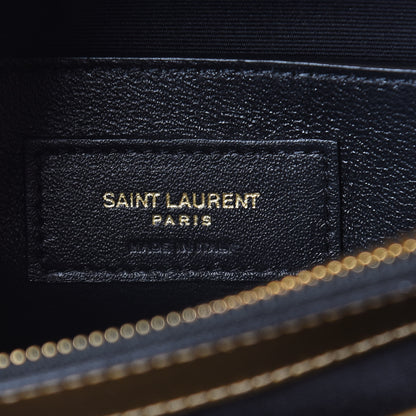 Saint Laurent Metallic Calfskin Y Quilted Small Loulou Monogram Chain Satchel Gold 7 of 12
