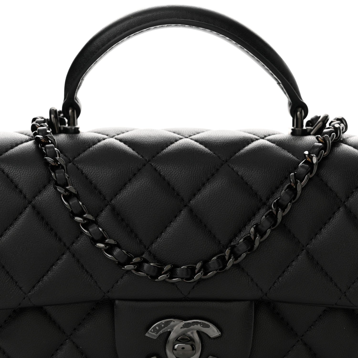 Chanel Lambskin Quilted Mini Top Handle Rectangular Flap So Black 8 of 11
