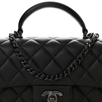 Chanel Lambskin Quilted Mini Top Handle Rectangular Flap So Black 8 of 11