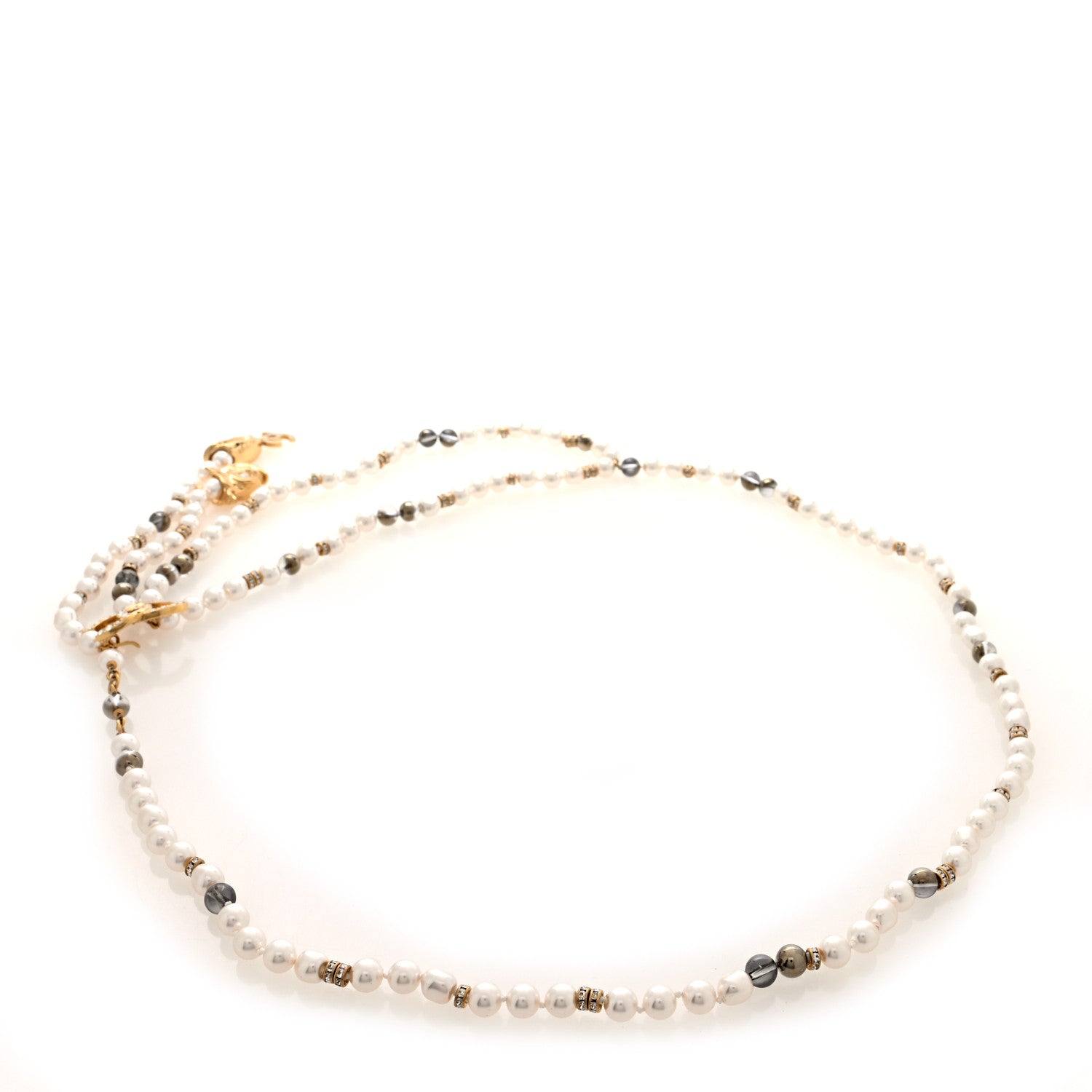 Chanel Pearl Crystal CC Dragon Chain Belt Gold White Ruthenium Grey 2 of 3