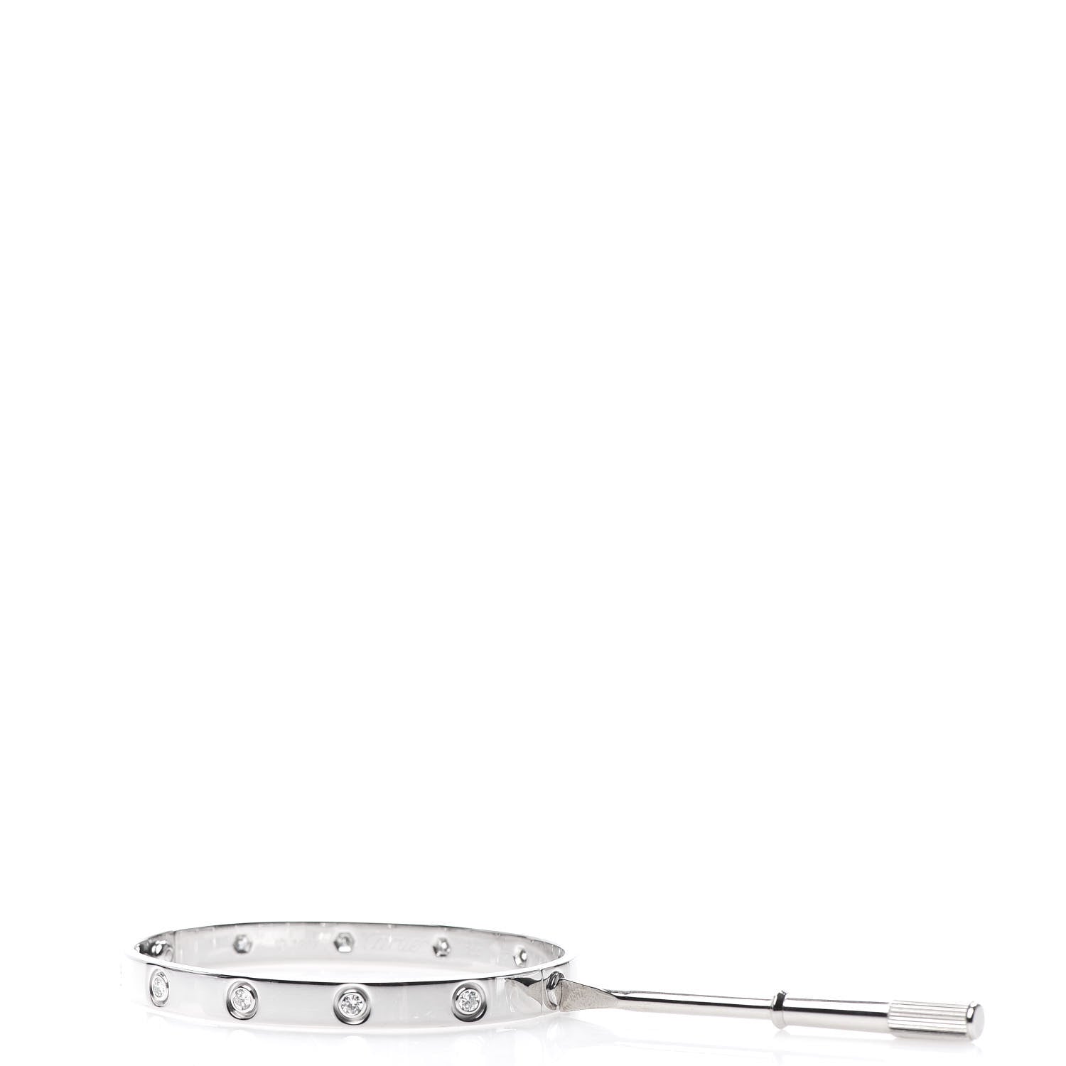 Cartier 18K White Gold 10 Diamond LOVE Bracelet 17 5 of 6