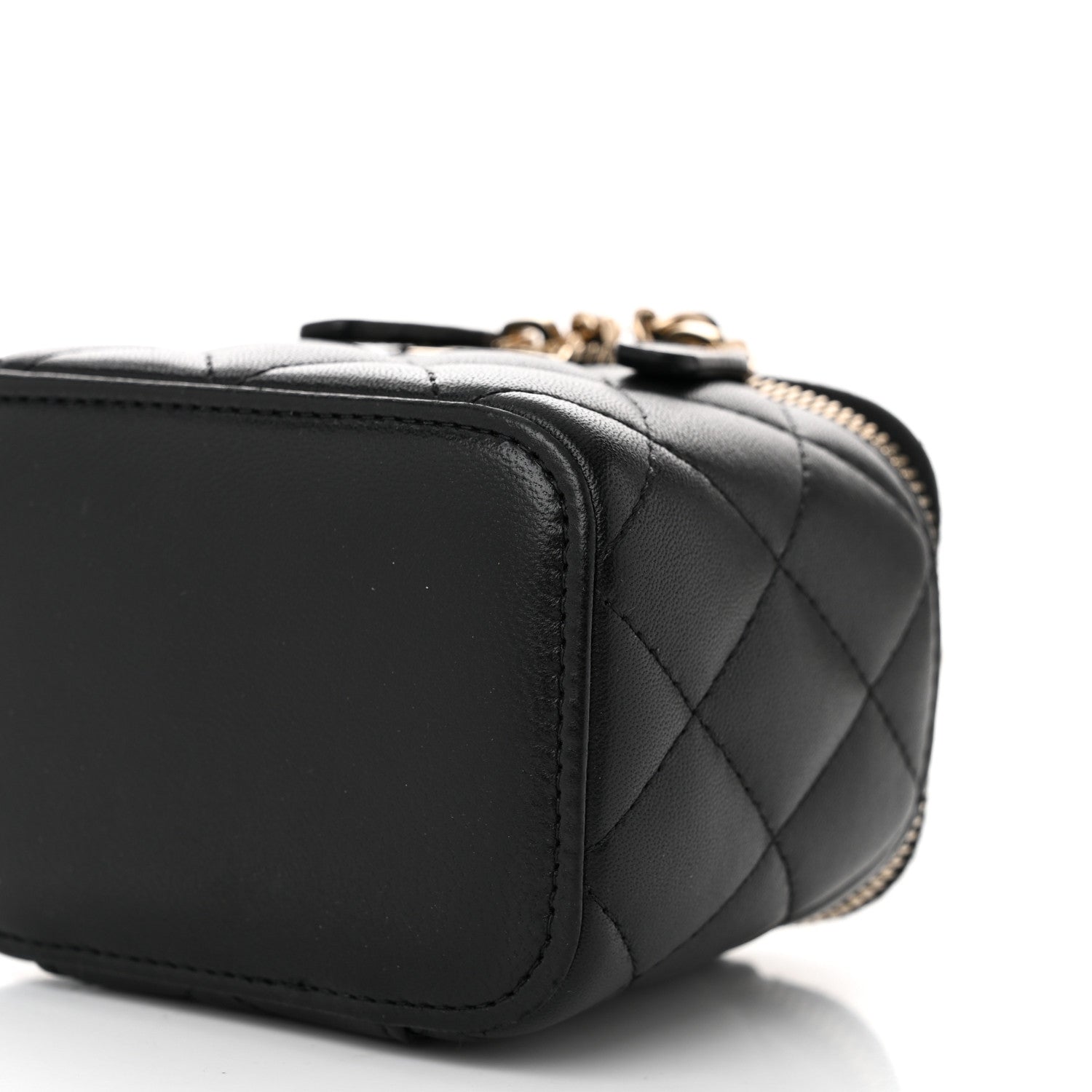 Chanel Lambskin Quilted Top Handle Mini Vanity Case With Chain Black 10 of 10