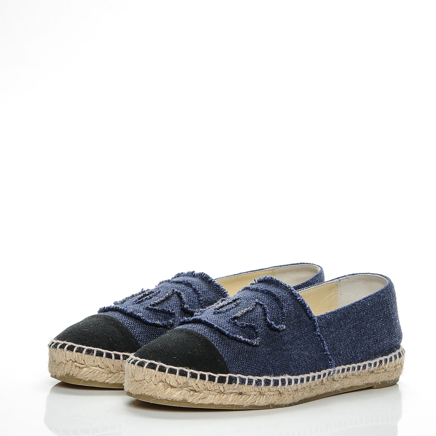 Balenciaga CHANEL Linen CC Espadrilles 38 Navy Black 3 of 7