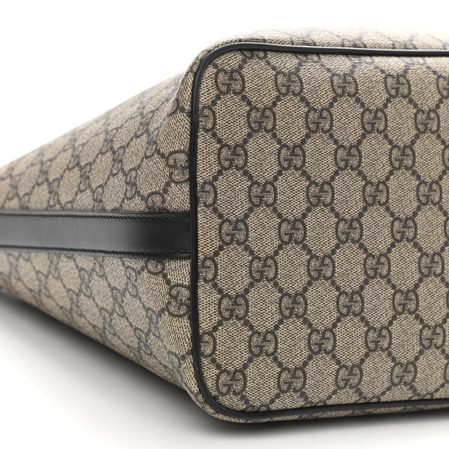Gucci GG Supreme Monogram Web Medium Zippered Tote Beige Black 5 of 10