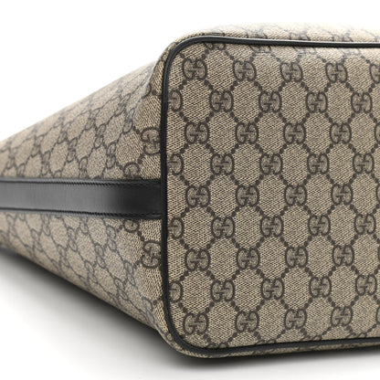 Gucci GG Supreme Monogram Web Medium Zippered Tote Beige Black 5 of 10