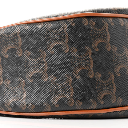 Celine Triomphe Canvas Calfskin Ava Shoulder Bag Tan 10 of 11