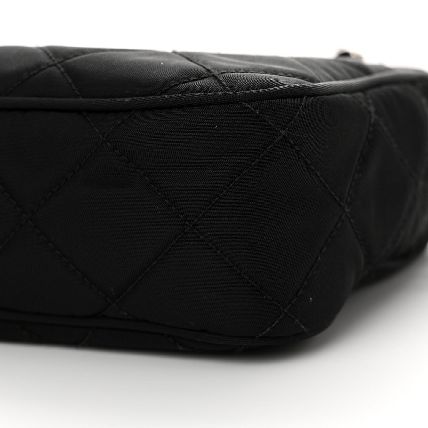 Nylon Tessuto Impuntu Quilted Bandoliera Crossbody Bag Black