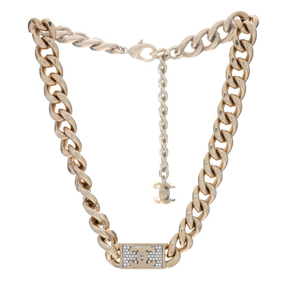 Chanel Crystal CC Chain Link Choker Necklace Gold 3 of 4