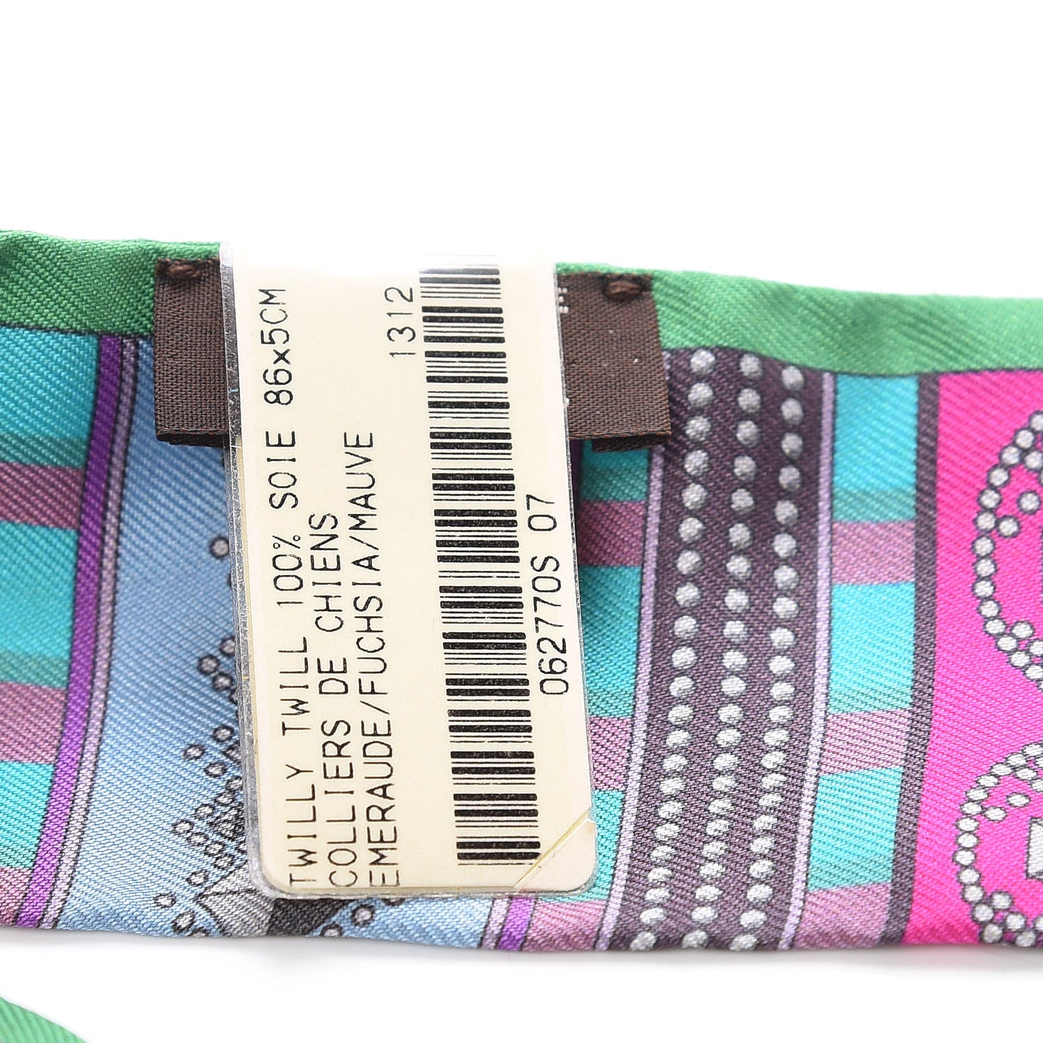 Hermes Silk Colliers De Chiens Twilly Emeraude Fuchsia Mauve 3 of 4