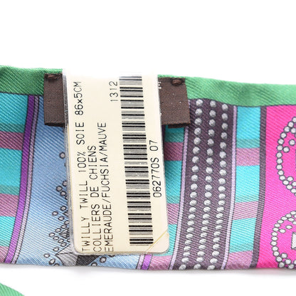 Hermes Silk Colliers De Chiens Twilly Emeraude Fuchsia Mauve 3 of 4