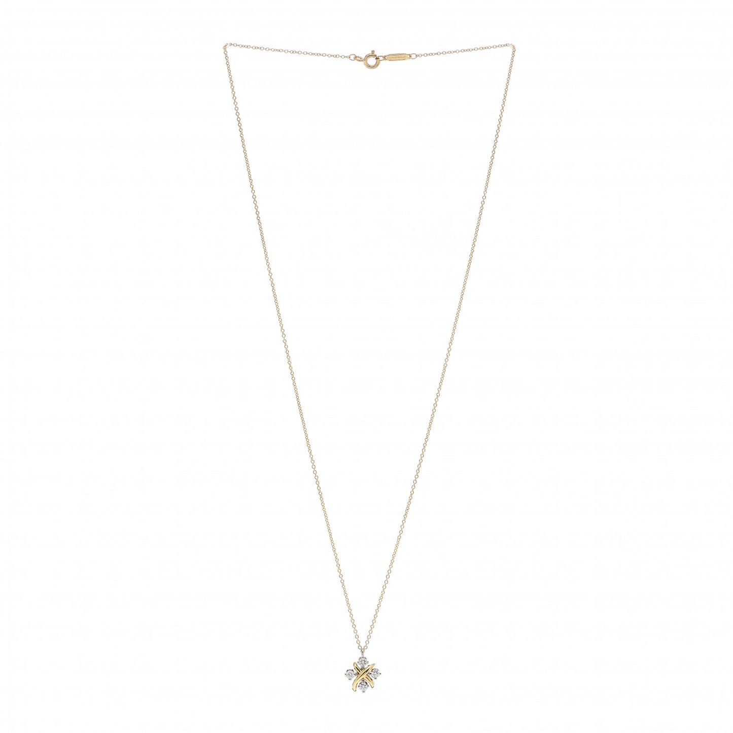Platinum 18K Yellow Gold Diamond Schlumberger Lynn Pendant Necklace