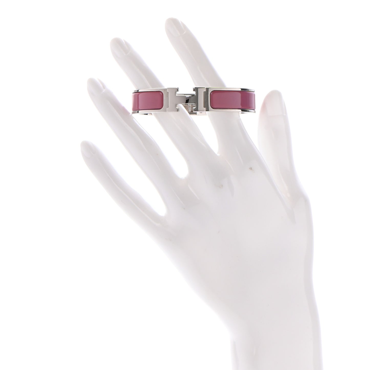 Enamel Narrow Clic Clac H Bracelet PM Rose Velours