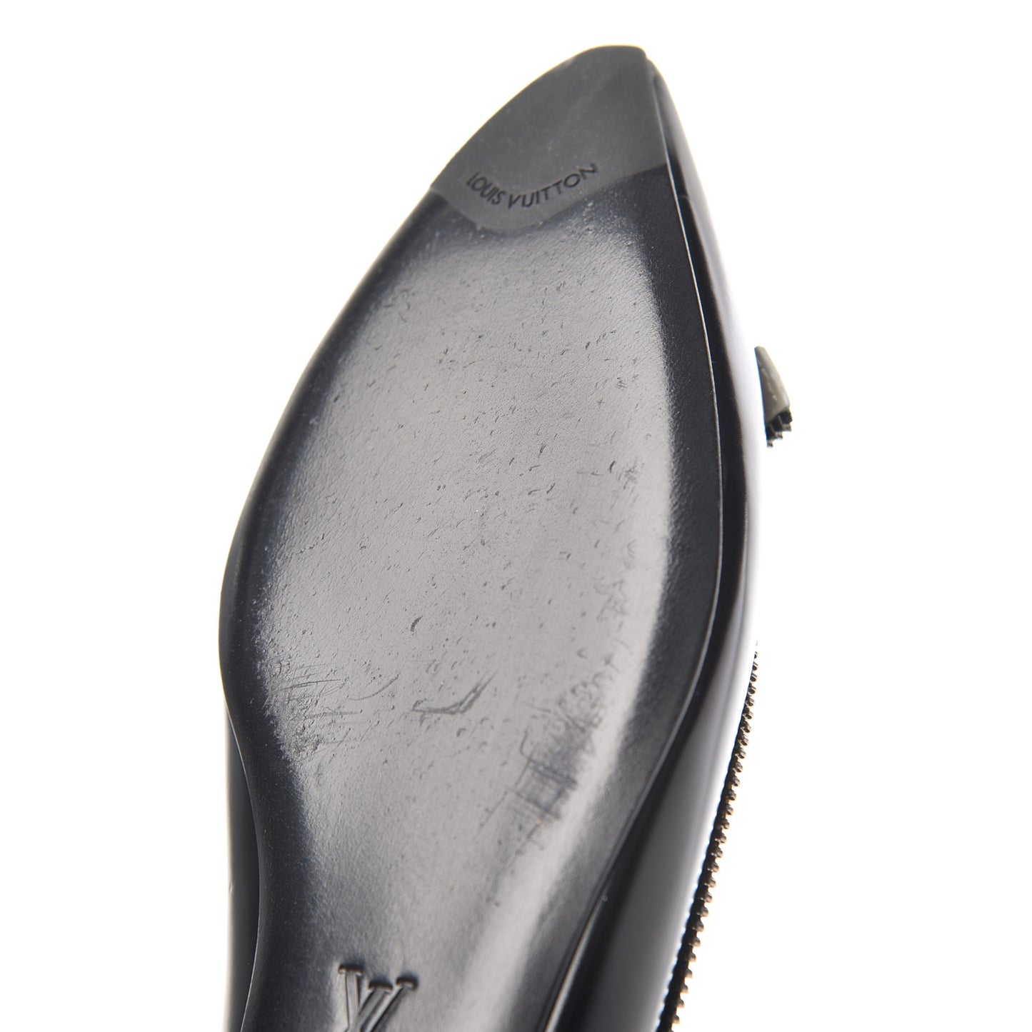 Patent Calfskin Zipper Ballerina Flats 37.5 Black White