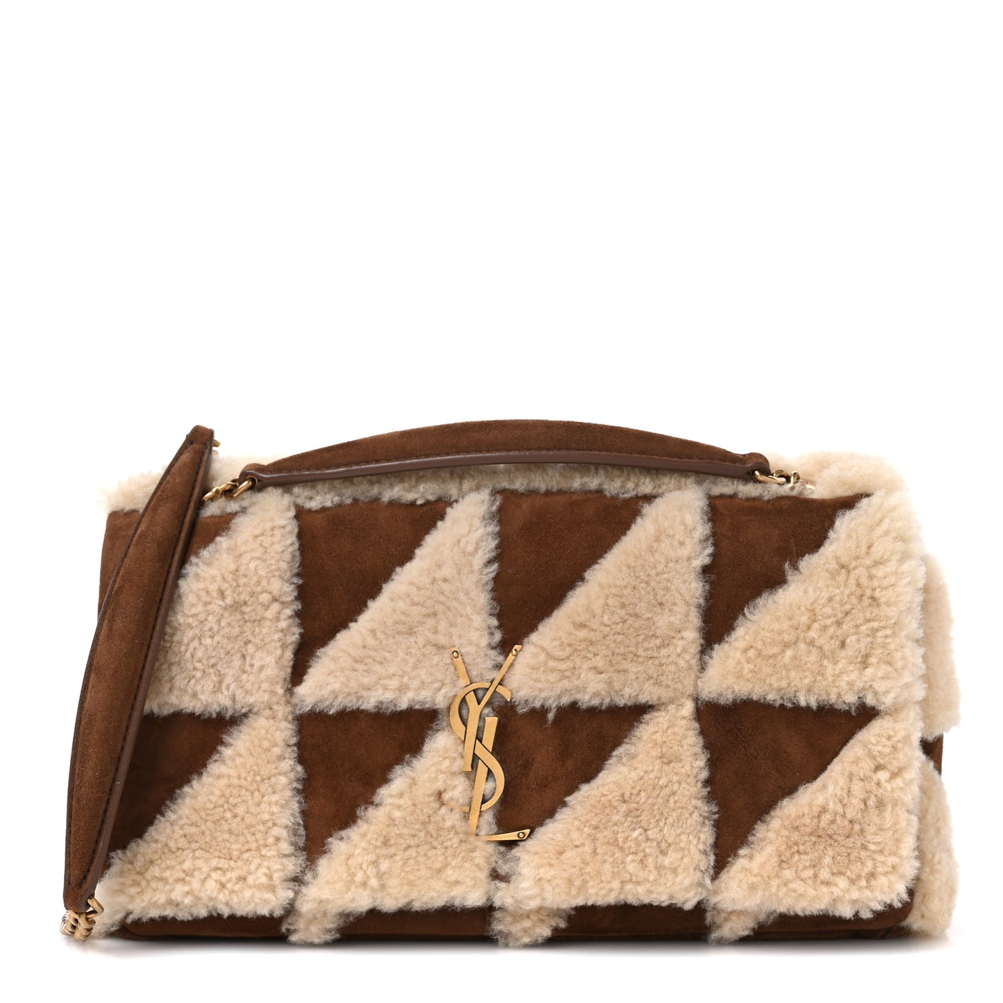 Suede Shearling Patchwork Monogram Medium Jamie Brown Beige