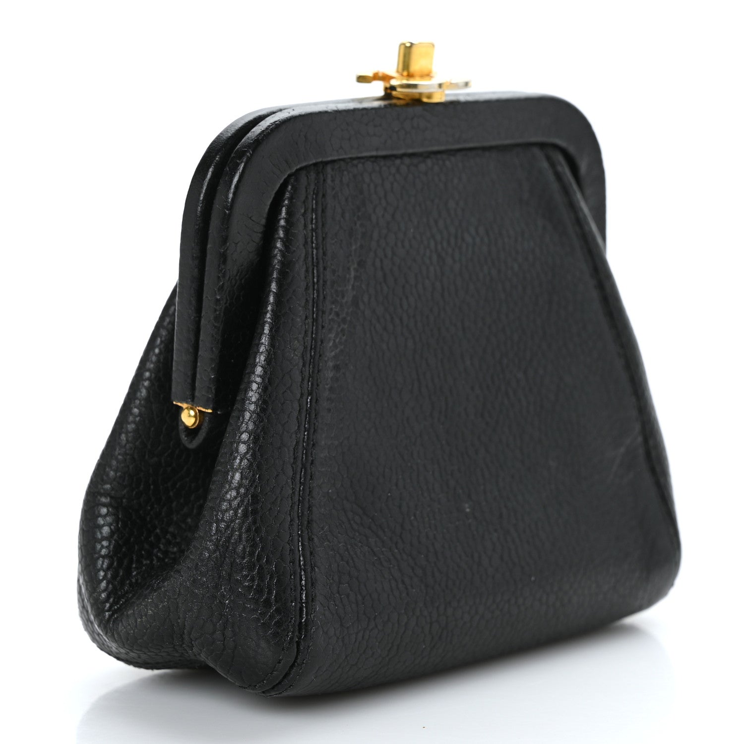 Chanel Caviar CC Kiss Lock Coin Purse Black 3 of 7