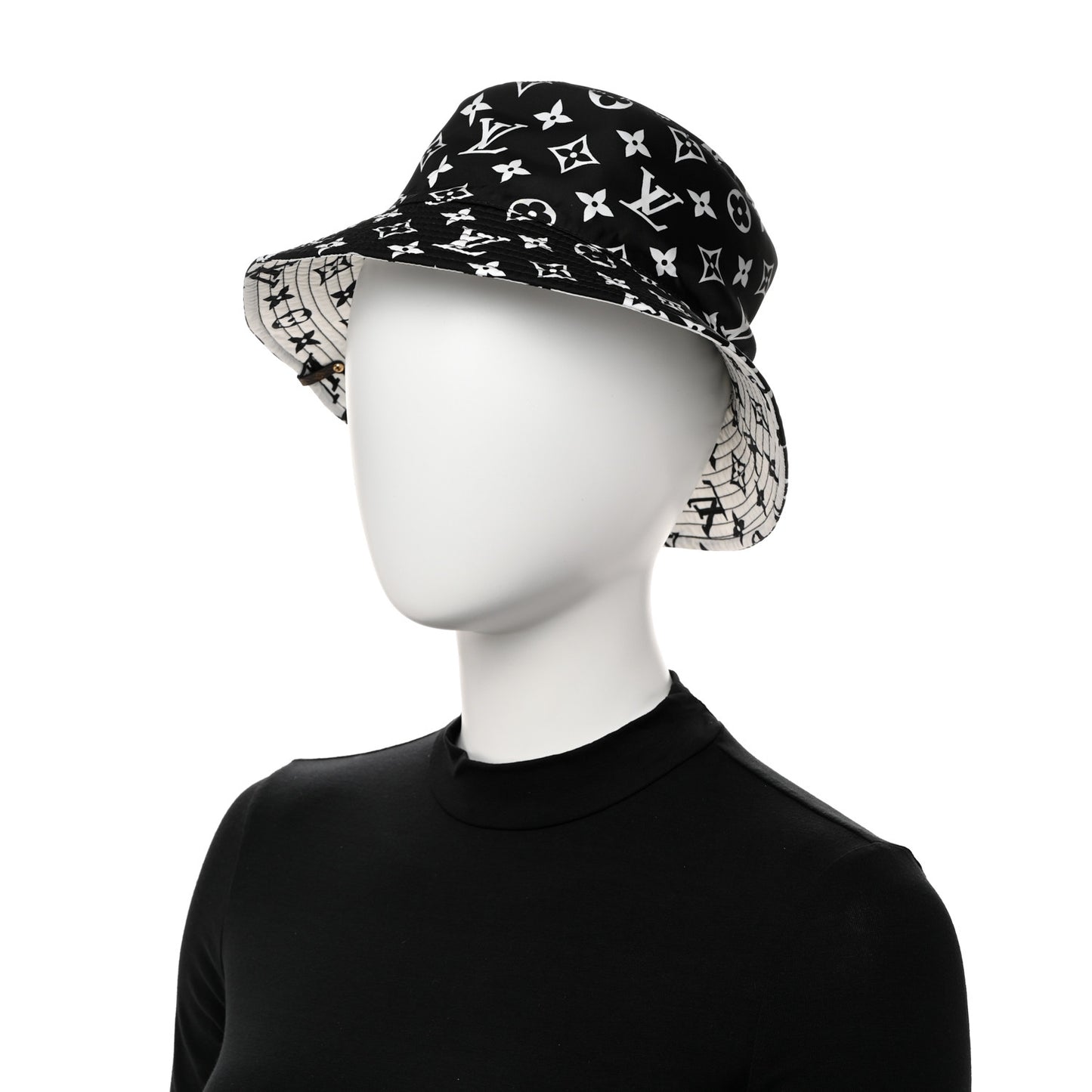 Nylon Monogram Reversible Bob Bucket Hat S Black White