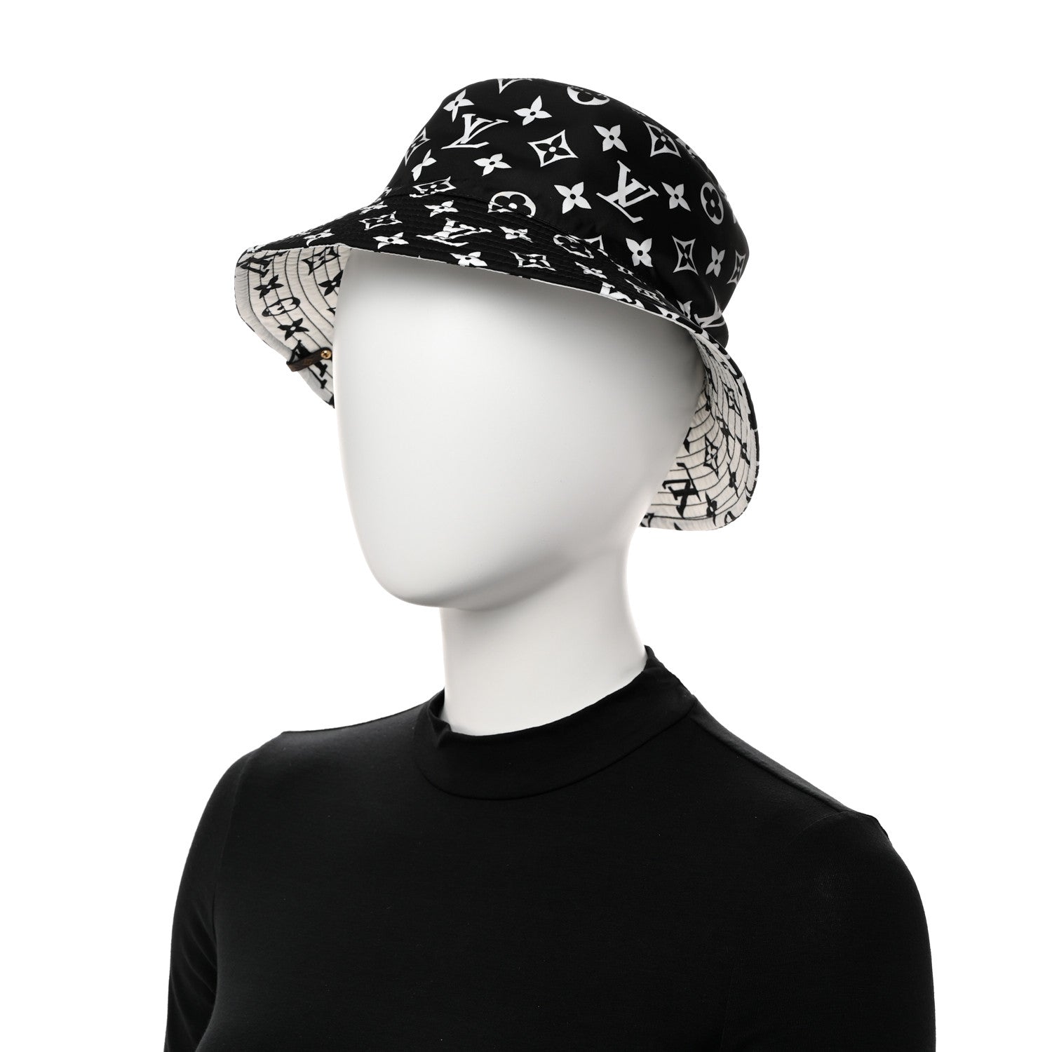 Louis Vuitton Nylon Monogram Reversible Bob Bucket Hat S Black White 7 of 14