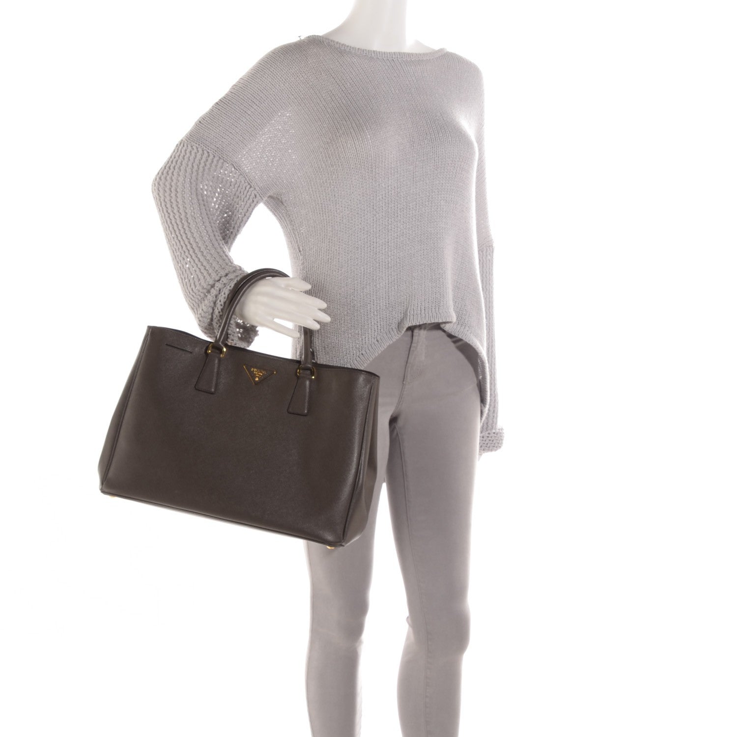 Prada Saffiano Lux Large Tote Grafite 2 of 10