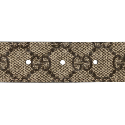 Gucci GG Supreme Monogram Plutone Calfskin Double G Reversible 30mm Belt 80 32 Beige Ebony Black 3 of 9