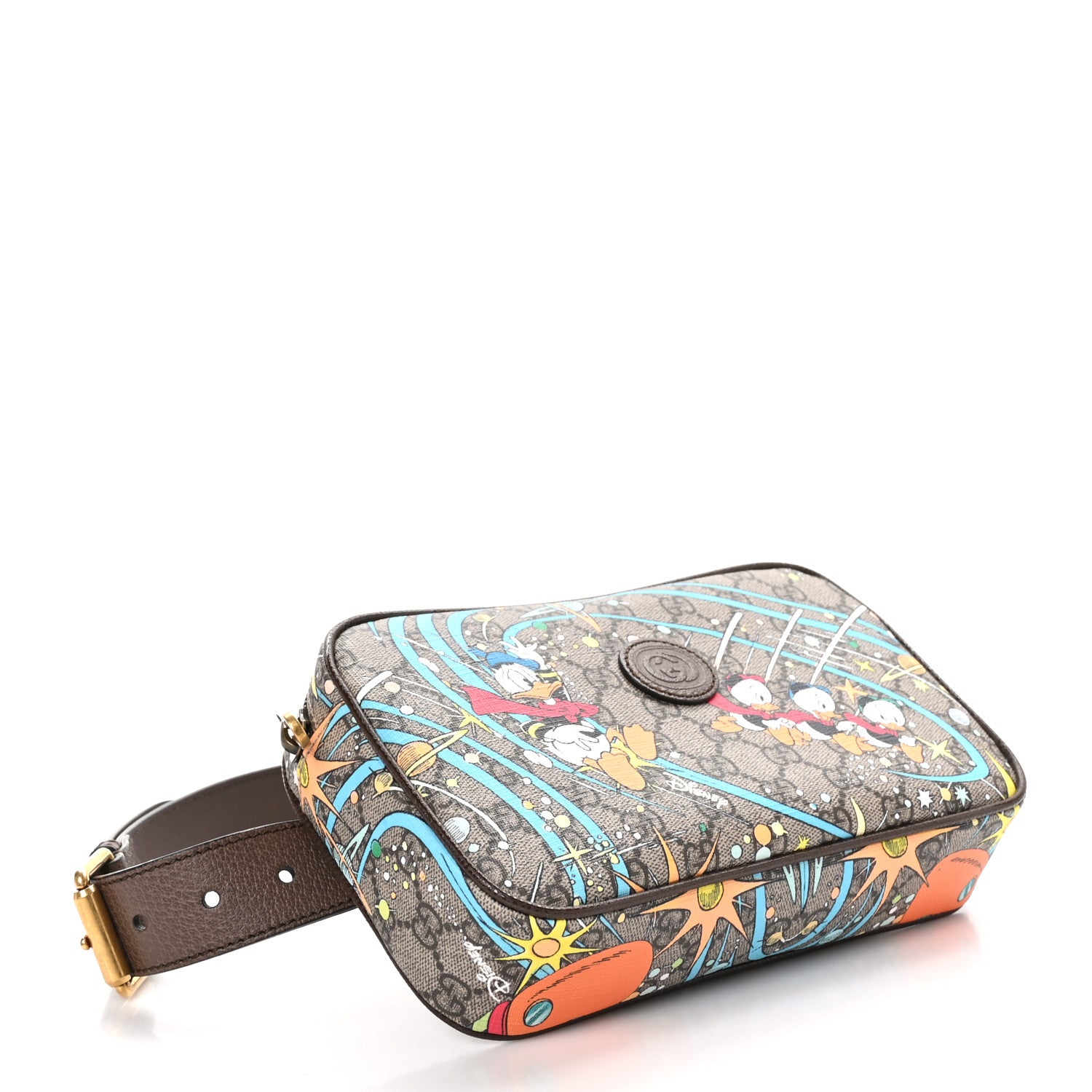 Gucci X DISNEY GG Supreme Monogram Donald Duck Small Interlocking G Belt Bag 80 32 Beige Multicolor New Acero 4 of 10