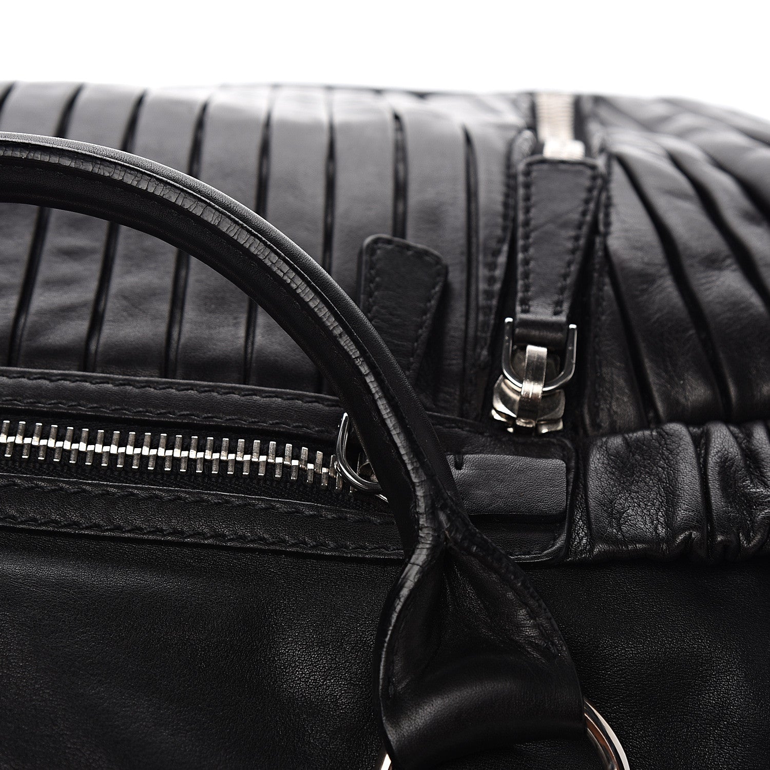 Miu Miu Nappa Plisse Zip Satchel Black 10 of 11