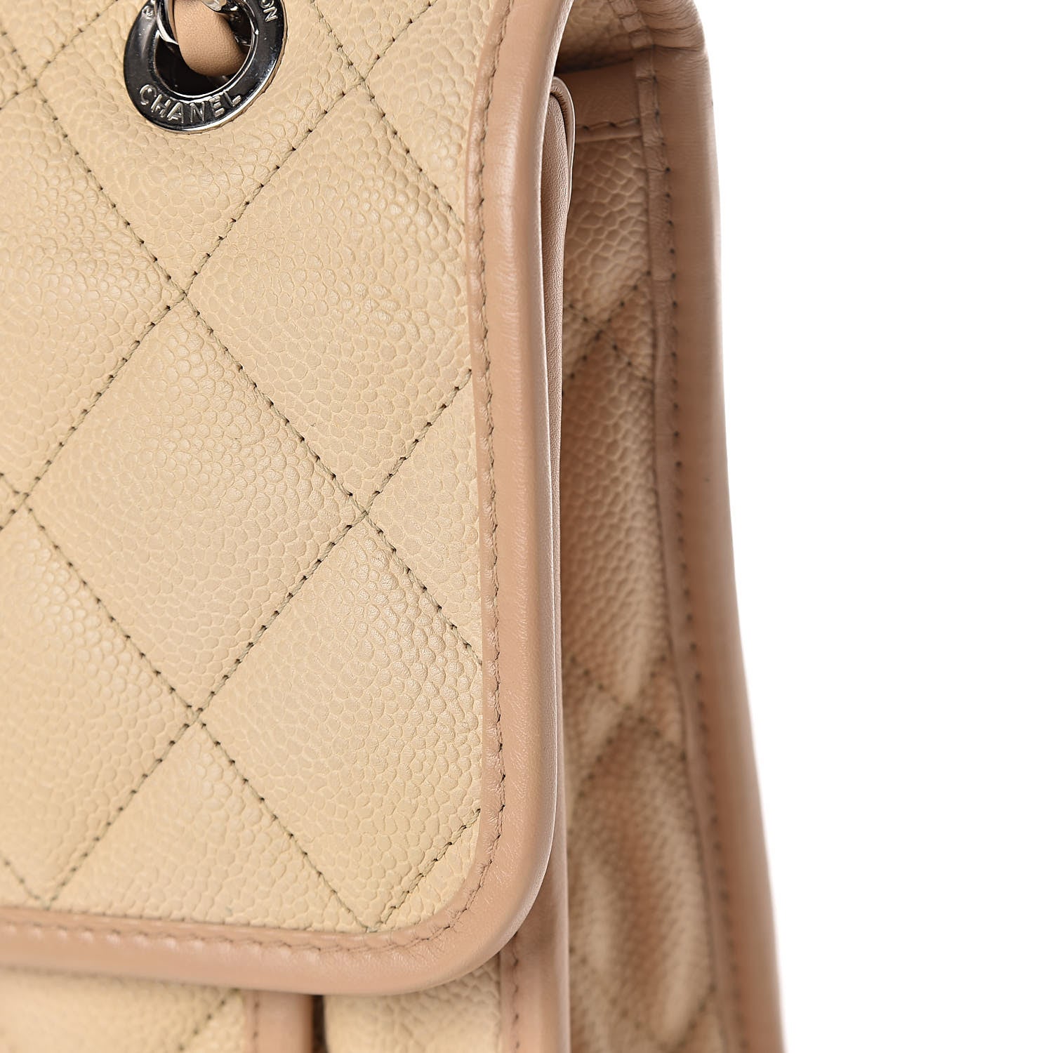 Chanel Caviar Quilted Large French Riviera Flap Beige 8 of 20