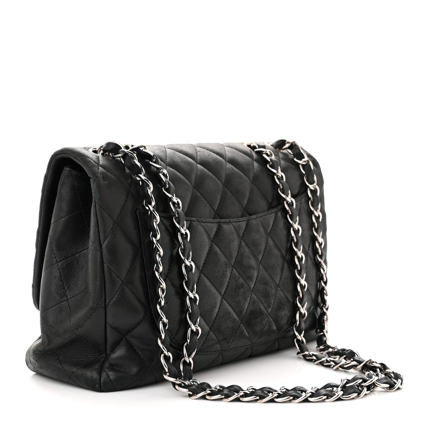 Lambskin Quilted Jumbo Single Flap Black