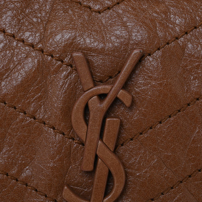 Saint Laurent Crinkled Calfskin Matelasse Monogram Medium Niki Chain Satchel Light Caramel 8 of 11
