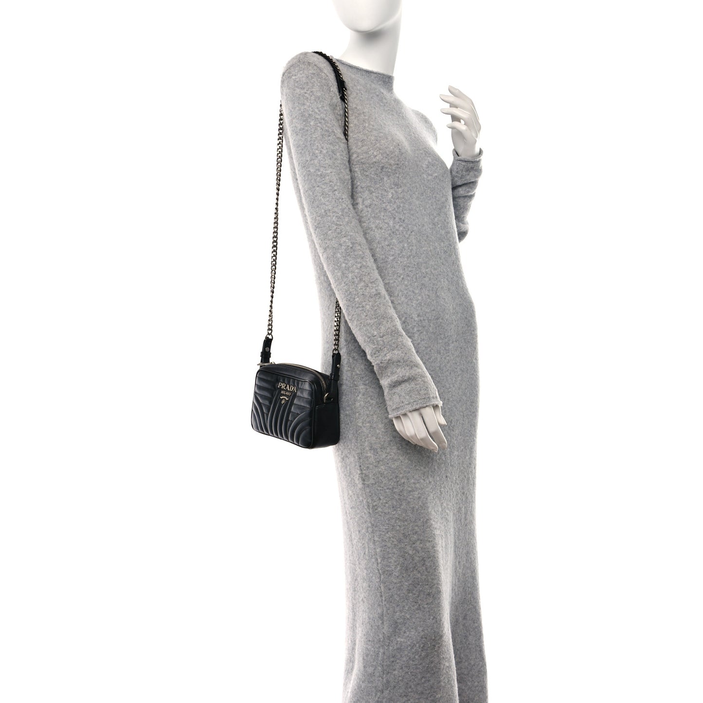 Soft Calfskin Diagramme Crossbody Bag Black