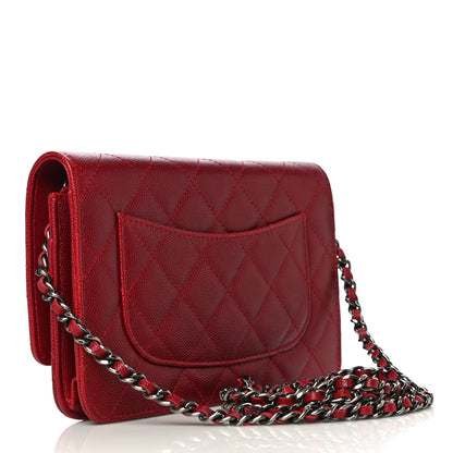Chanel Caviar Quilted Wallet On Chain WOC Dark Red 3 of 14