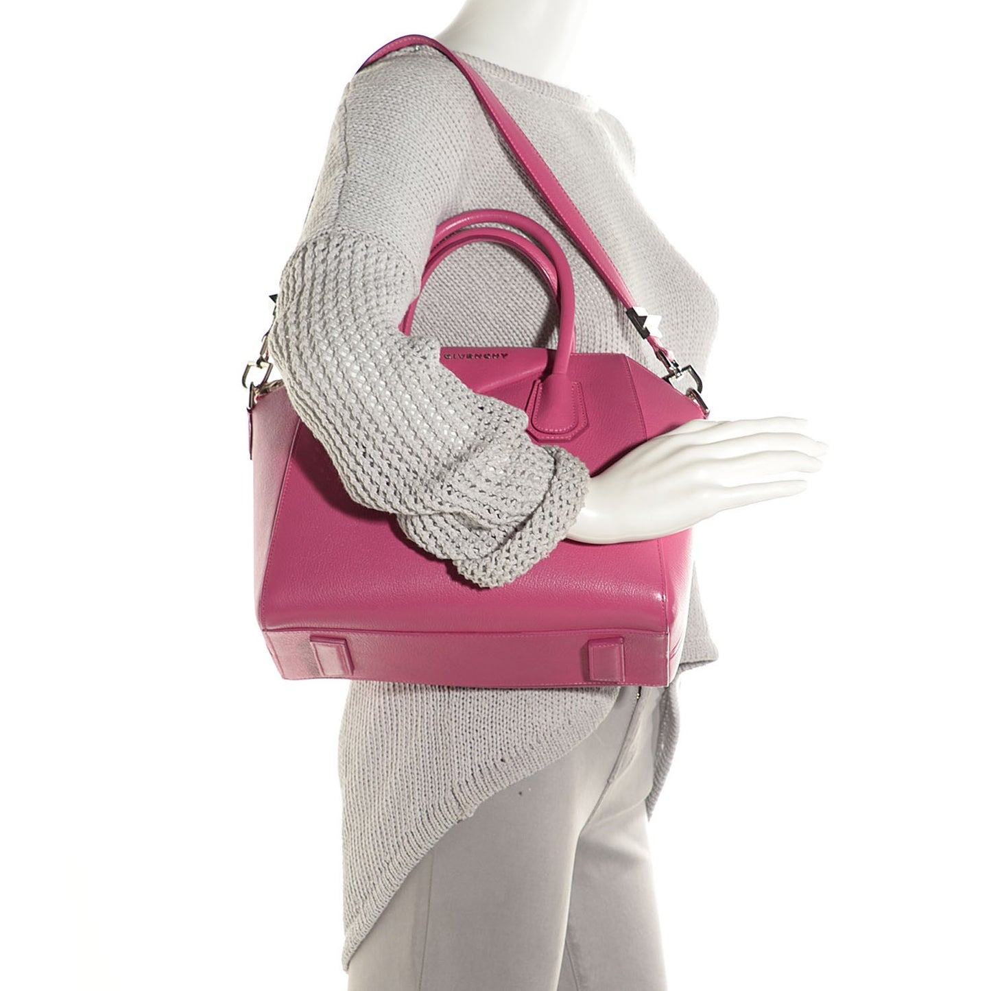 Sugar Goatskin Small Antigona Fuchsia